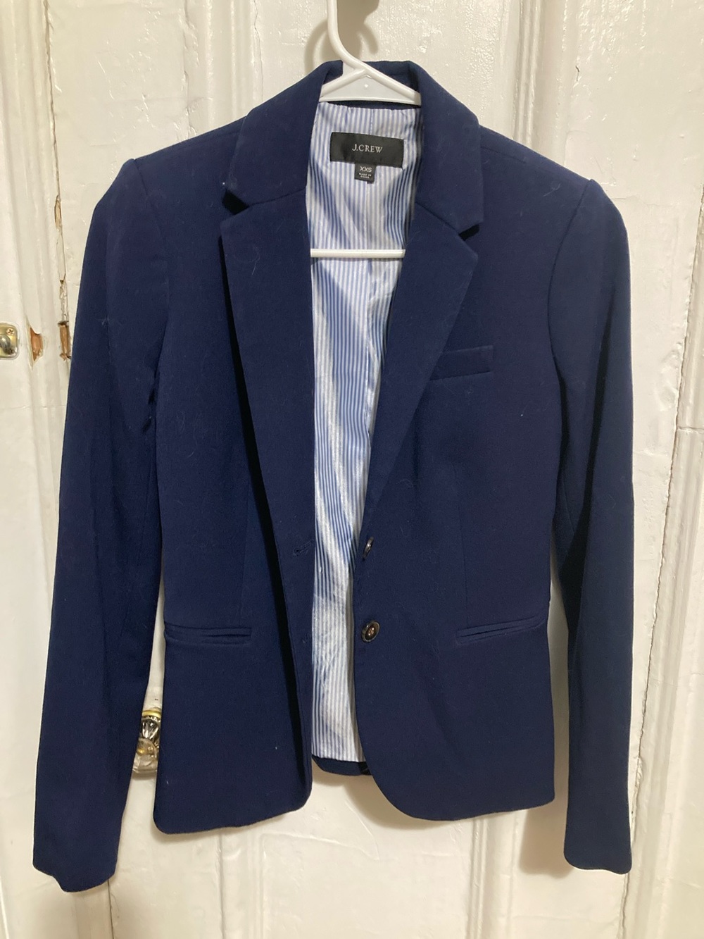 J. Crew Navy Blazer with Striped Lining